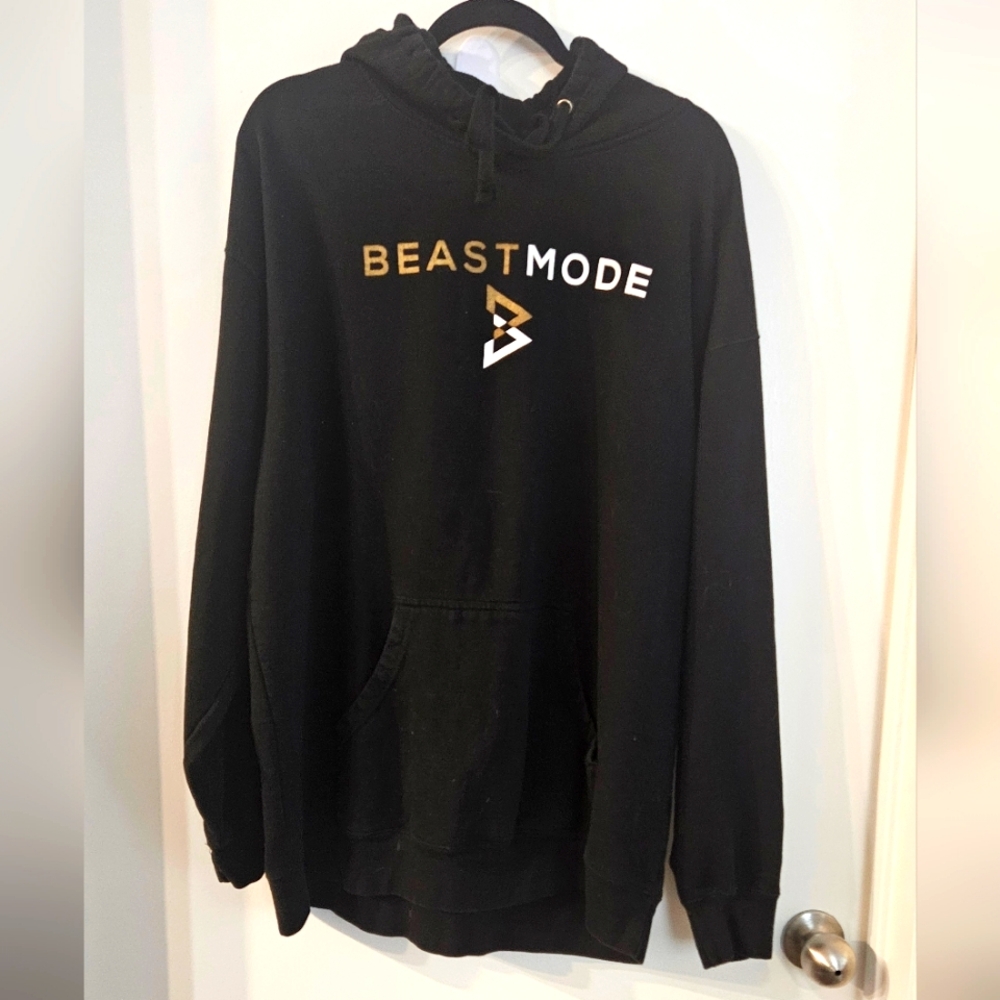 Beast Mode Black Hoodie 2XL Draw String Long Sleeve Cotton